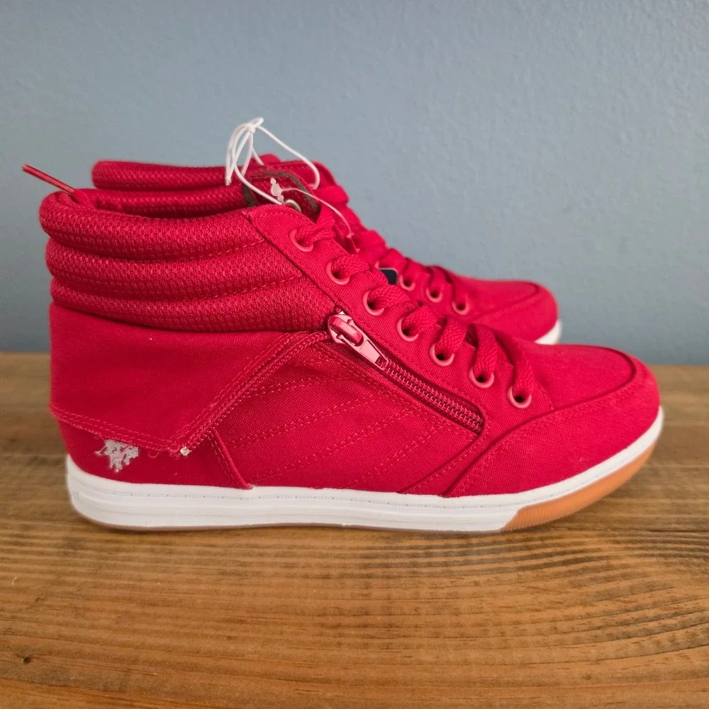 U.S. Polo Assn Womens High Top‎ Sneaker Red Mila4 Side Zip Canvas 6.5